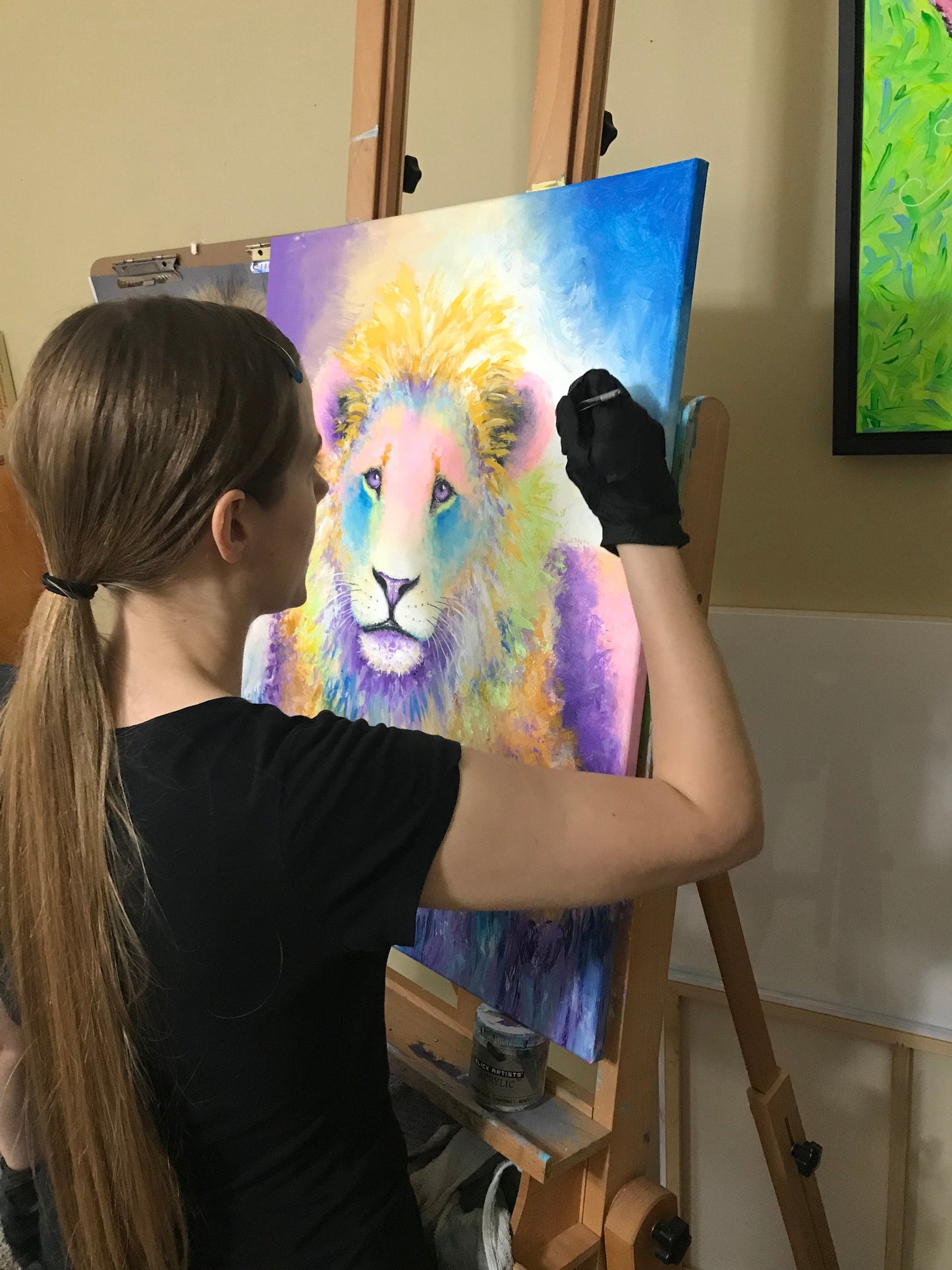 Original Lion Painting Acrylic on Canvas - 24x30"