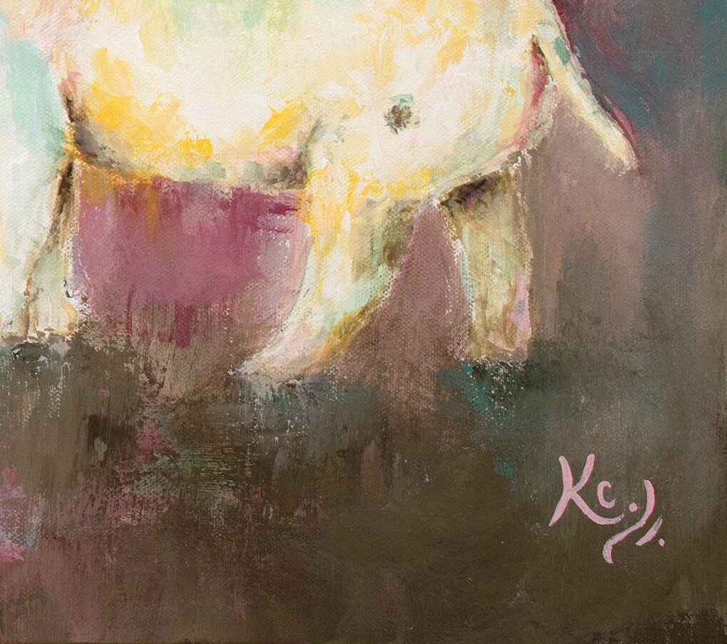 Pig Art on CANVAS or PAPER - Pig Mom & Piglet Print for Wall Decor. Pig Lover Gift. Mother Pig and Baby Artwork. Painting by Krystle Cole