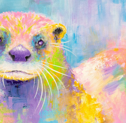 Otter Art - Otter Gifts. Otter Painting. Print on CANVAS or PAPER by Krystle Cole