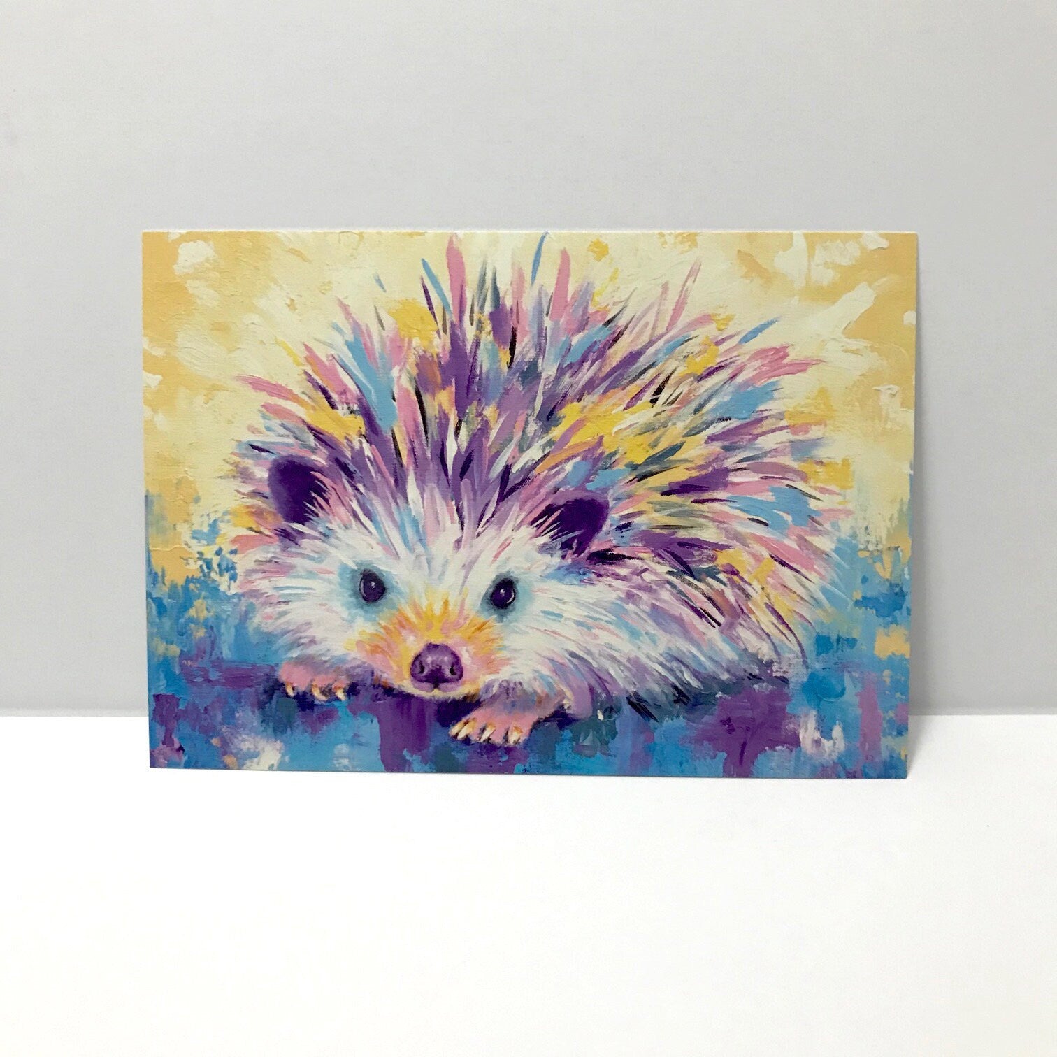 Woodland Animal Postcards - Ferret, Hedgehog, Bunny Rabbit. Set of 3. Rainbow Watercolor Art Cards by Krystle Cole