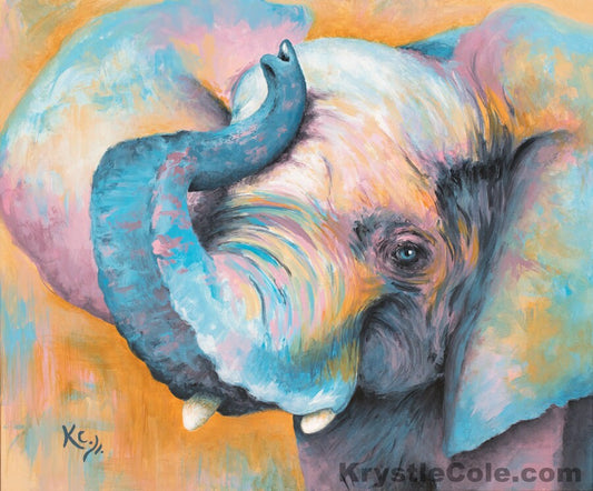 Elephant Painting - Elephant Print on CANVAS or PAPER by Krystle Cole