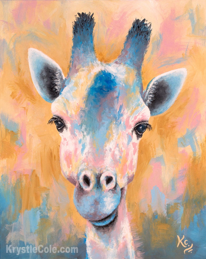 Tanganyika Giraffe Painting - 16x20"