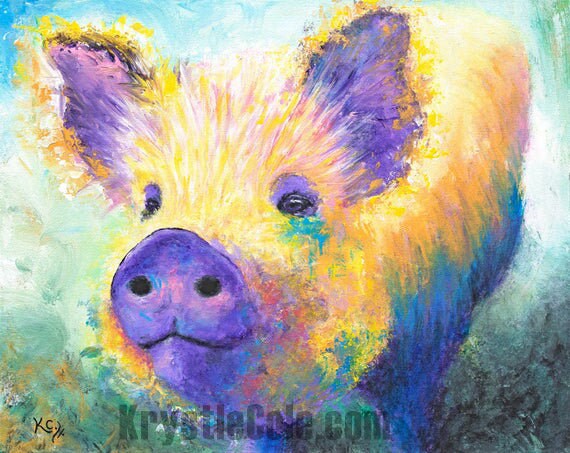 Pig Painting - Rainbows Aren't for Dinner - 16x20"