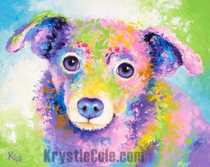Chihuahua Min Pin Mix Art - Chipin Painting. Print on CANVAS or PAPER