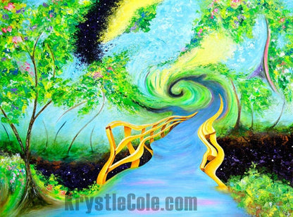 Visionary Art Print - Surreal Landscape Painting. Psychedelic Fantasy Wall Decor. "Cosmic Ascension" by Krystle Cole