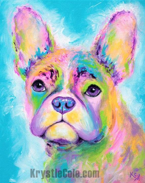 Rainbow Frenchie Painting - 16x20"