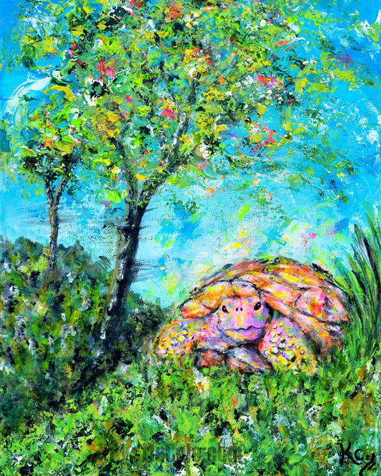 Turtle Art Print on PAPER or CANVAS - Colorful Tortoise Painting by Krystle Cole