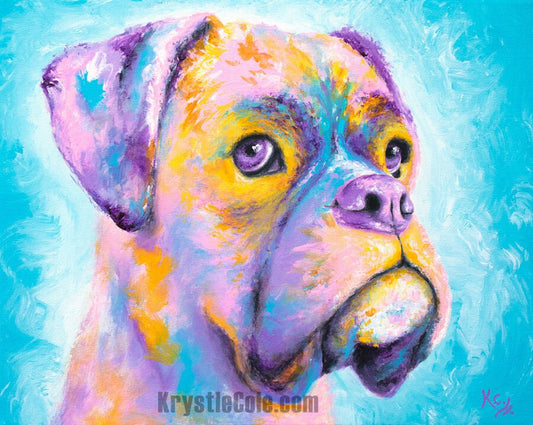 Boxer Art - Boxer Dog. Boxer Gifts. Boxer Painting. Print on CANVAS or PAPER by Krystle Cole
