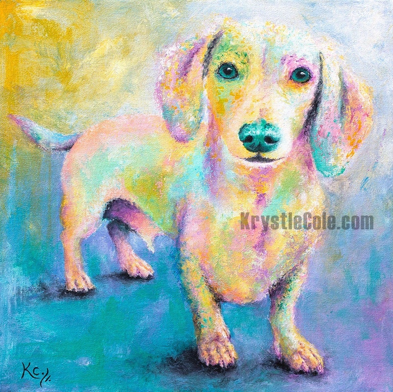 Dachshund Art Print on PAPER or CANVAS - Dachshund Gift. Weiner Dog Artwork. Dotson dog, Doxin dogs, Daschie. Wiener Dog Painting by K. Cole