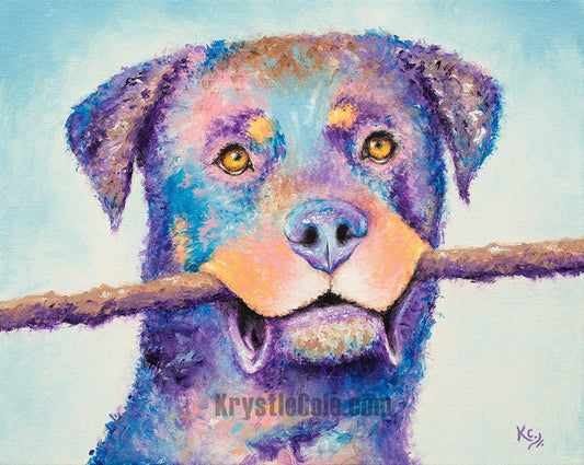 Rottweiler Art - Rottie Print on PAPER or CANVAS. Rottwieler Artwork. Rottweiler Gifts. Rottweiler Painting by Krystle Cole