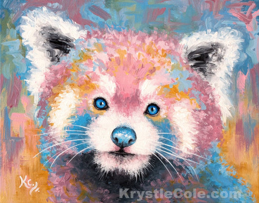 Red Panda Art Print - Wall Decor for Gifts, Nursery, Office on CANVAS or PAPER. Red Panda Painting by Krystle Cole