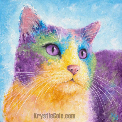 Tuxedo Cat Print - Cat Art on CANVAS or PAPER. Cat Poster. Cat Canvas Art. Cat Painting by Krystle Cole