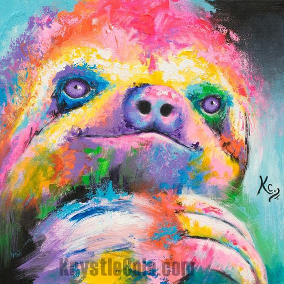 Psychedelic Sloth Painting - 24x24"