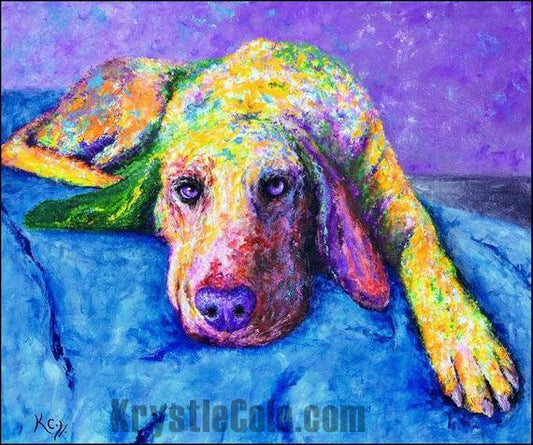 Bluetick Coonhound Art Print on CANVAS or PAPER - Coon Hound Painting by Krystle Cole