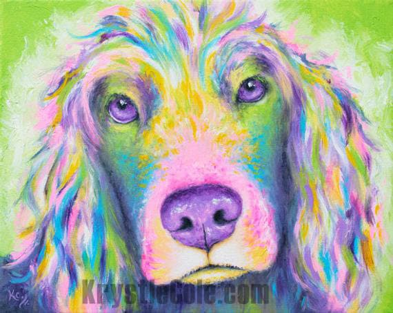 Cocker Spaniel Art Print on CANVAS or PAPER of Cocker Painting by Krystle Cole