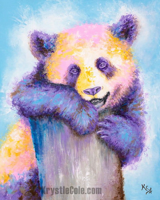 Panda Art - Panda Gifts. Panda Painting. Print on CANVAS or PAPER by Krystle Cole