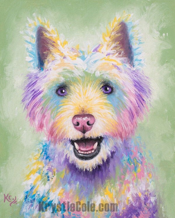 Westie Painting - West Highland Terrier Art. Westie Gifts. Westie Print on PAPER or CANVAS by Krystle Cole