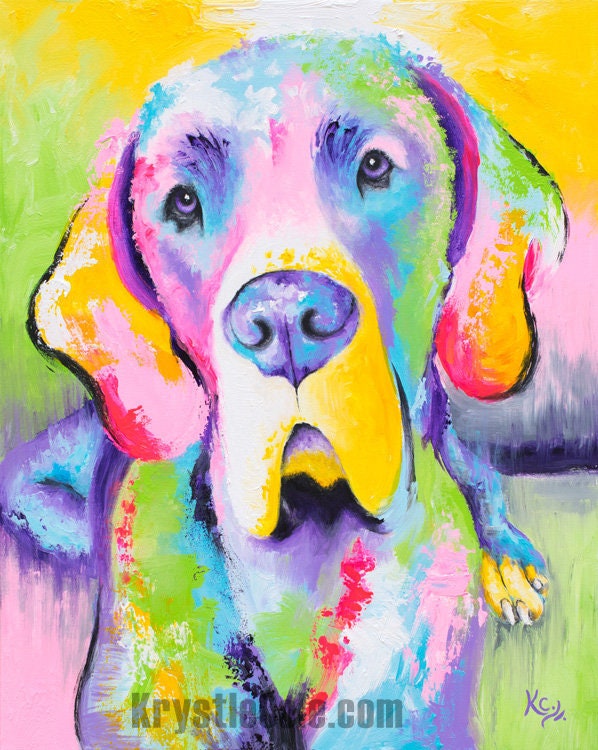 Great Dane Art Print on Paper or Canvas of Dog Painting by Krystle Cole