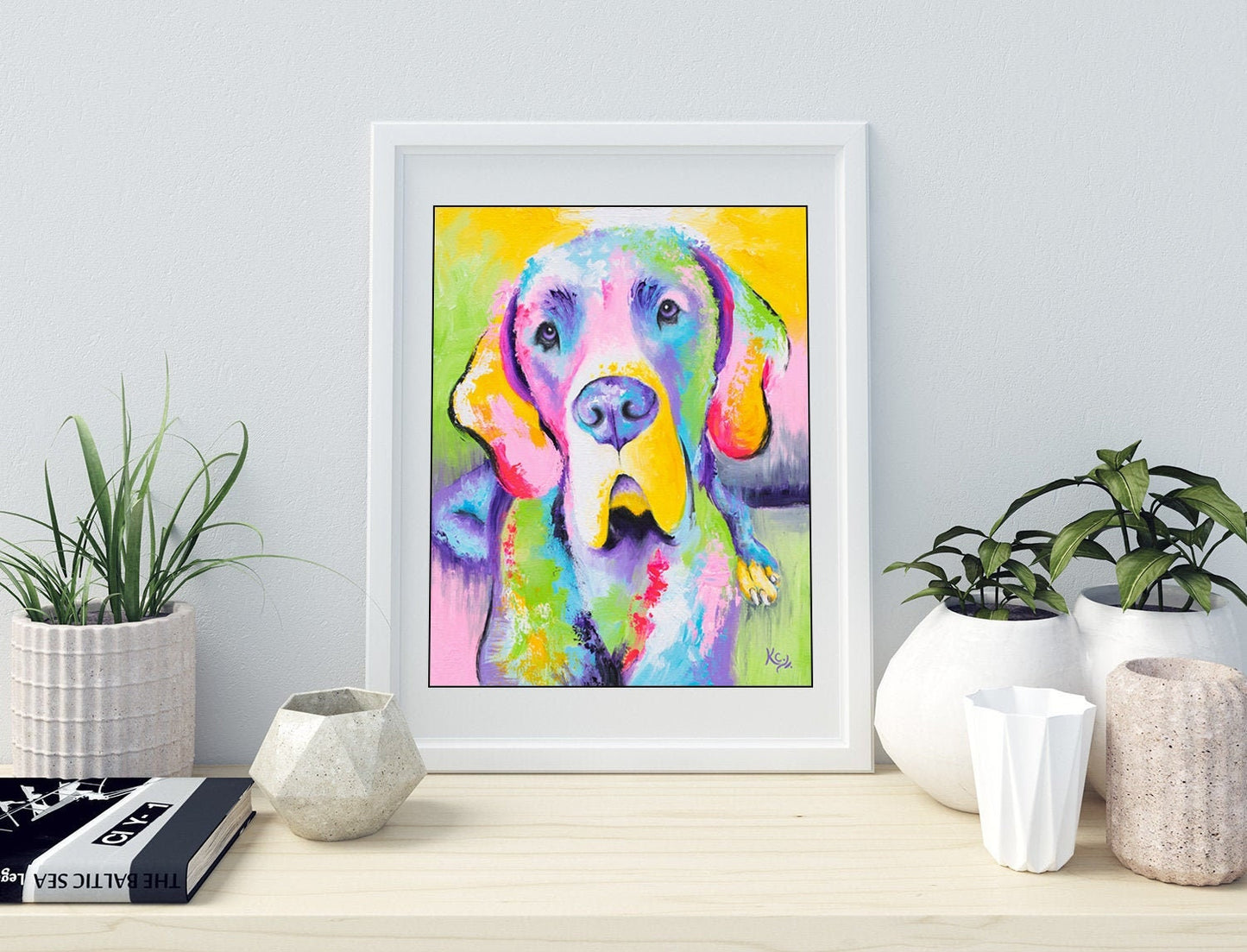 Great Dane Art Print on Paper or Canvas of Dog Painting by Krystle Cole
