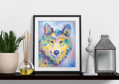 Wolf Art Print on PAPER or CANVAS of Wolf Painting by Krystle Cole