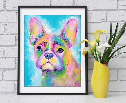 French Bulldog Print - Frenchie. French Bulldog Art on Paper or Canvas of French Bulldog Painting by Krystle Cole