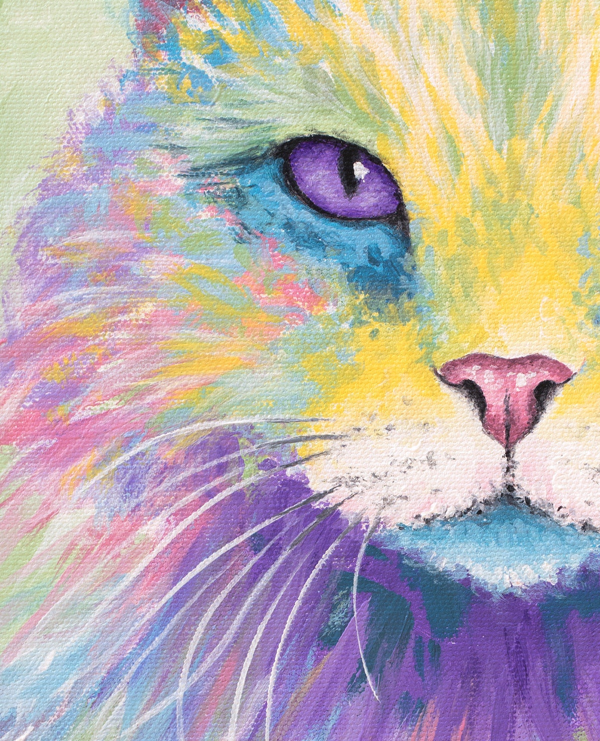 Long-Haired Cat Art - Cat Portrait. Nebelung Kitty Cat Print on CANVAS or PAPER by Krystle Cole