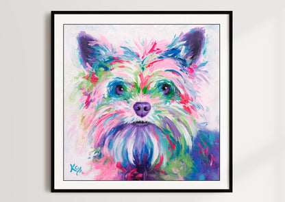 Yorkie Art - Yorkshire Terrier Gifts. Dog Print on CANVAS or PAPER. Yorkie Painting by Krystle Cole