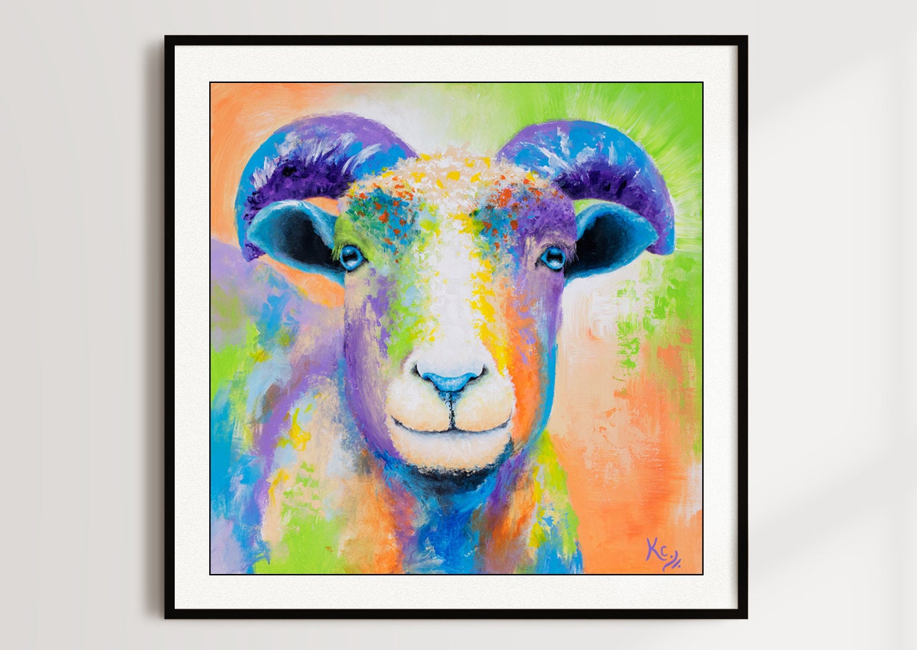 Blue Sheep authentic Matte Paper Art Frame included 61x91cm