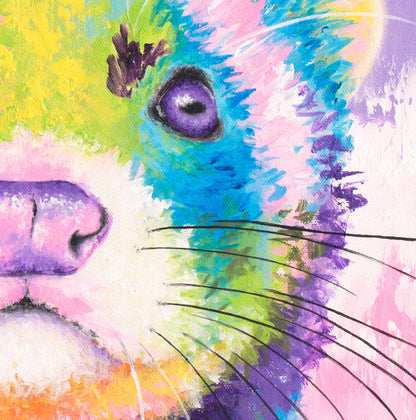 Ferret Art Print on Paper or Canvas of Rainbow Pop Painting by Krystle Cole
