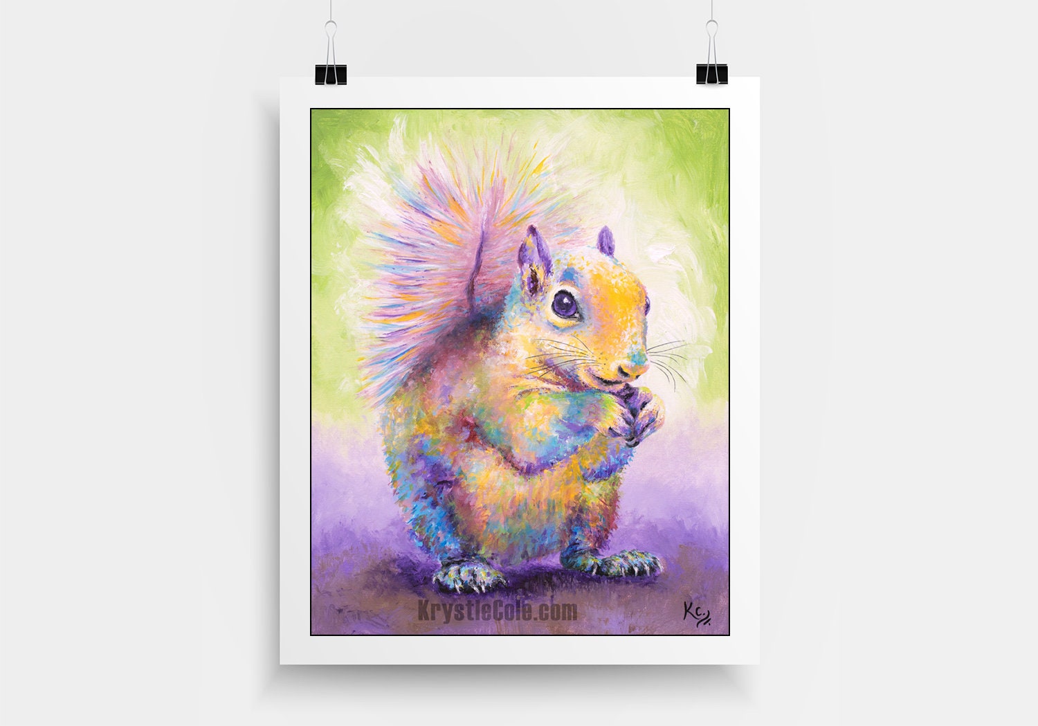 Squirrel Art Print on CANVAS or PAPER - Fun for Wall Decor or Gifts. Squirrel Painting by Krystle Cole