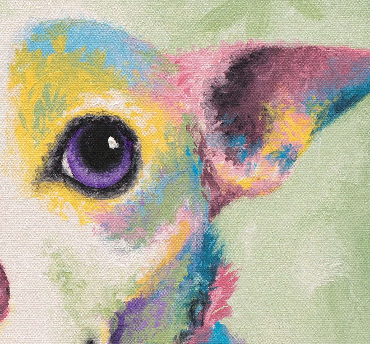 Chihuahua Art - Chihuahua Gifts. Chiwawa Wall Decor. Print on CANVAS or PAPER of Chihuahua Painting by Krystle Cole