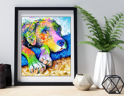 Labrador Retriever Art Print, Lab Dog Artwork, CANVAS or PAPER. Dog Lover Gift. Painting "Moose" by Krystle Cole