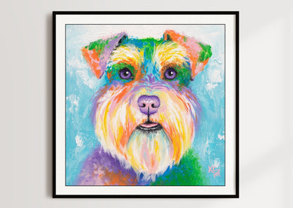Schnauzer Dog Art Print on Paper or Canvas of Schnauzer Painting by Krystle Cole