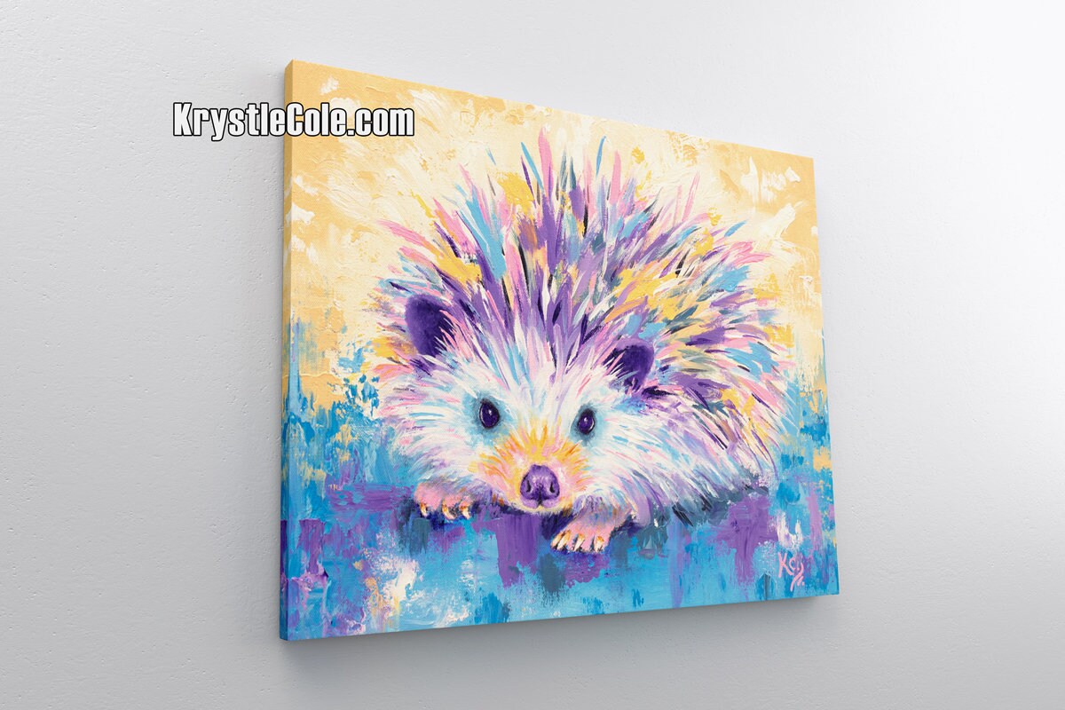Hedgehog Art Print on Paper or Canvas of Painting by Krystle Cole