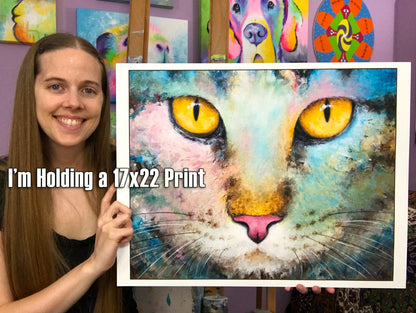 Tabby Cat Art - Cat Painting. Beautiful Cat Portrait on CANVAS or PAPER by Krystle Cole