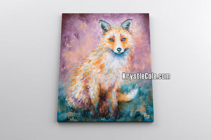 Fox Art Print on CANVAS or PAPER of Colorful Fox Painting by Krystle Cole