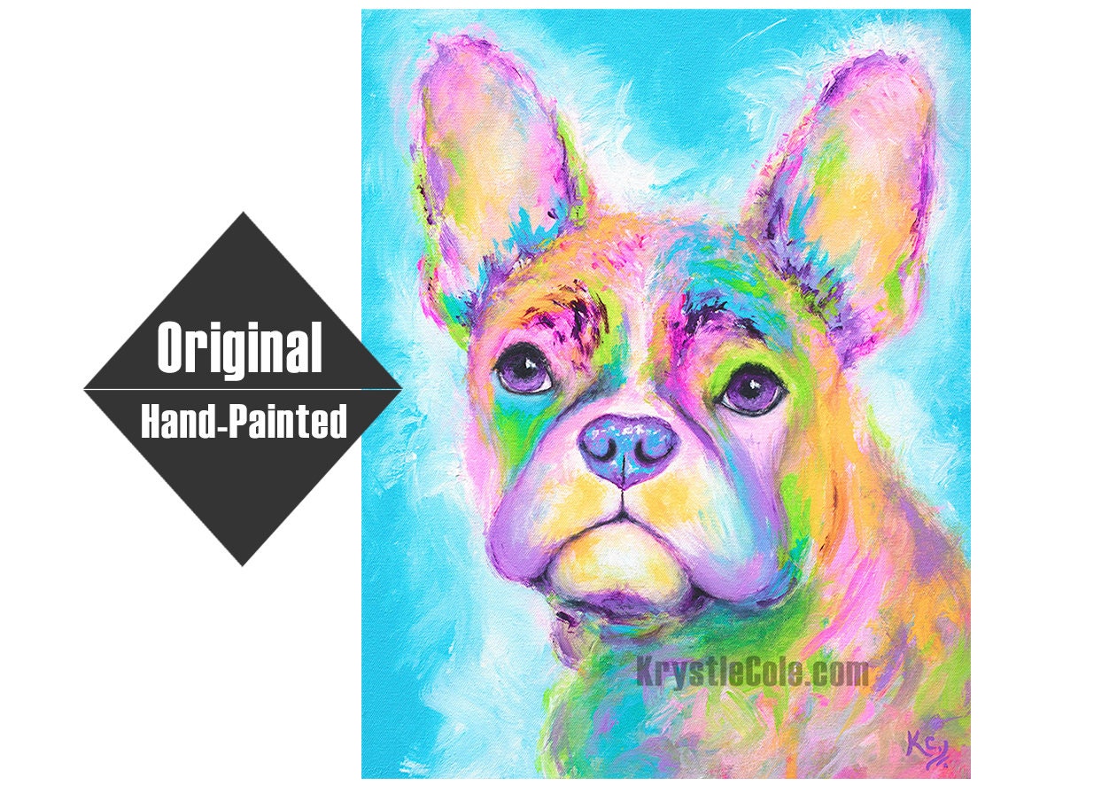 Rainbow Frenchie Painting - 16x20"