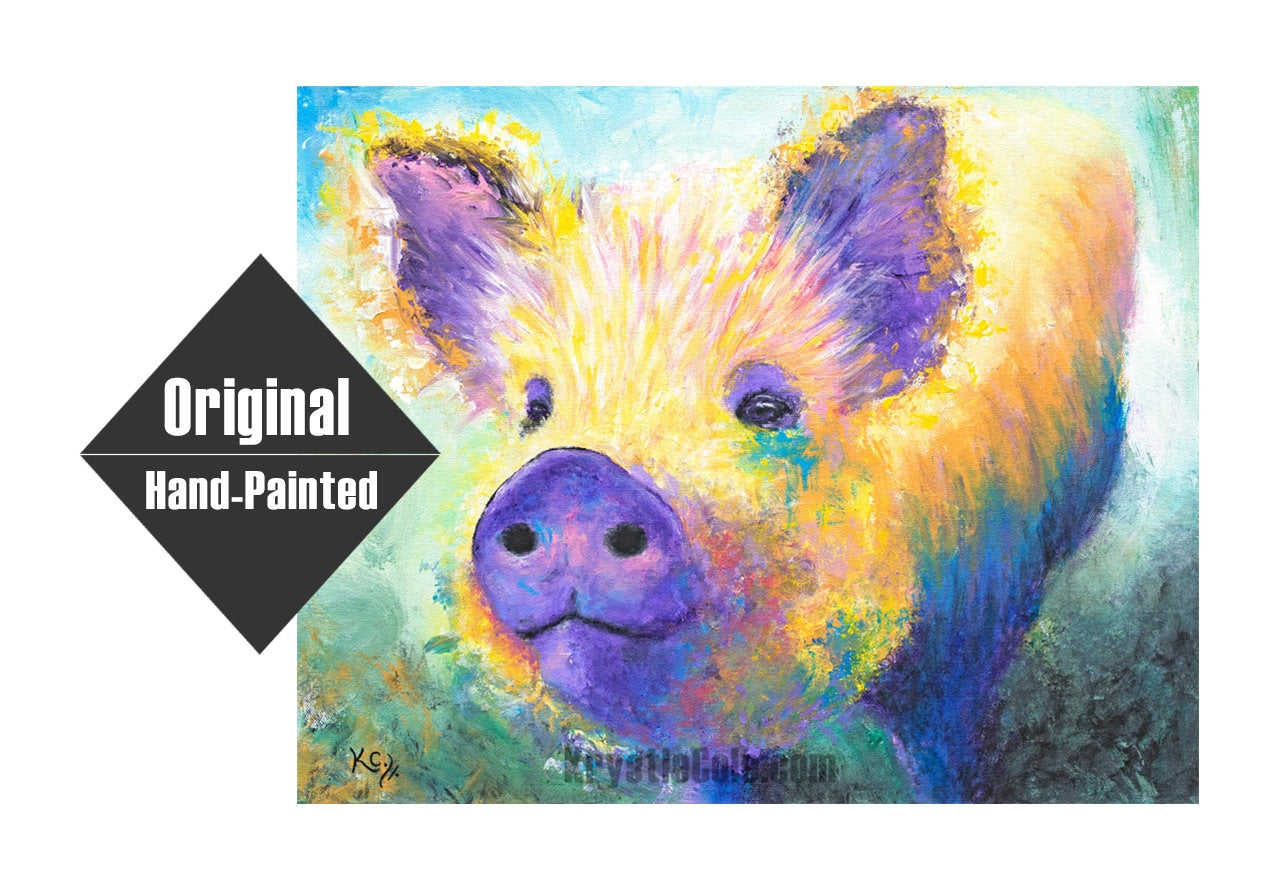 Pig Painting - Rainbows Aren't for Dinner - 16x20"