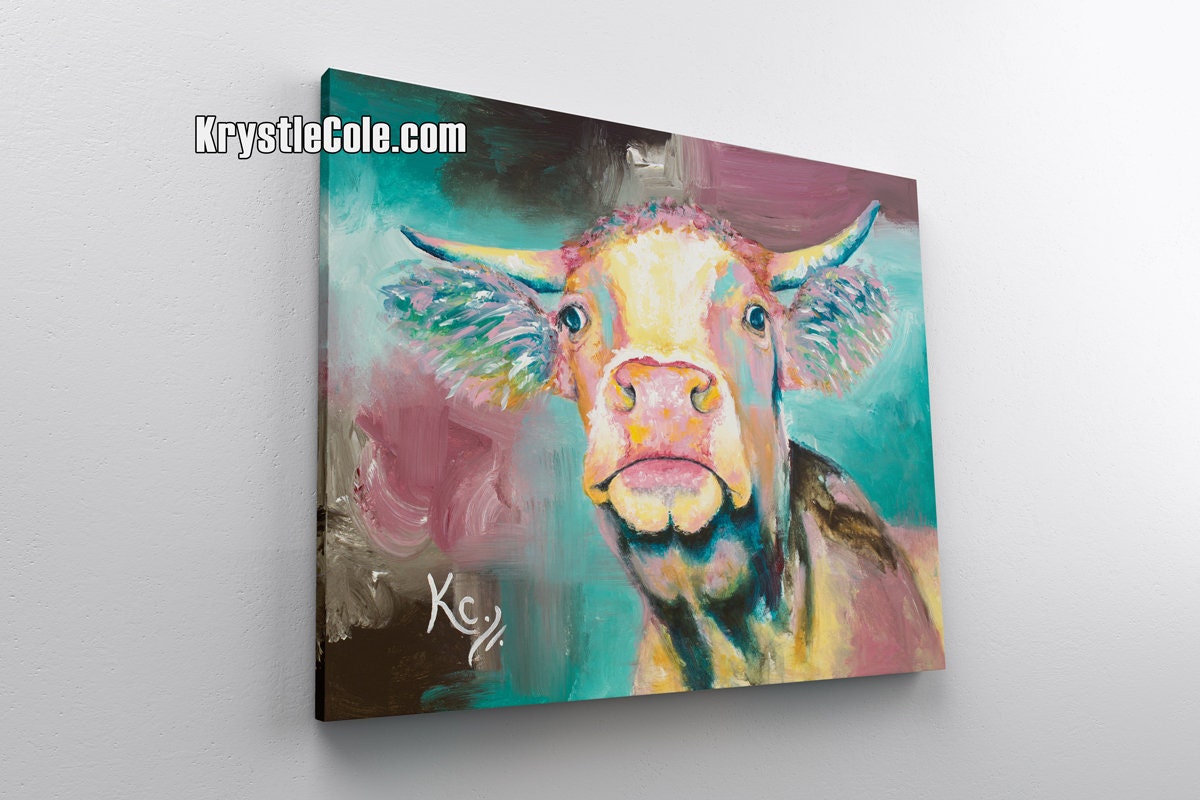 Cow Art - Cow Painting. Farm Animal Art. Cow Print on Paper or Canvas by Krystle Cole