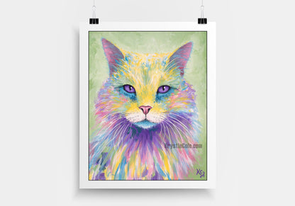 Long-Haired Cat Art - Cat Portrait. Nebelung Kitty Cat Print on CANVAS or PAPER by Krystle Cole