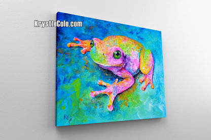 Frog Art Print on Paper or Canvas of Colorful Painting "Dream Frog" by Krystle Cole