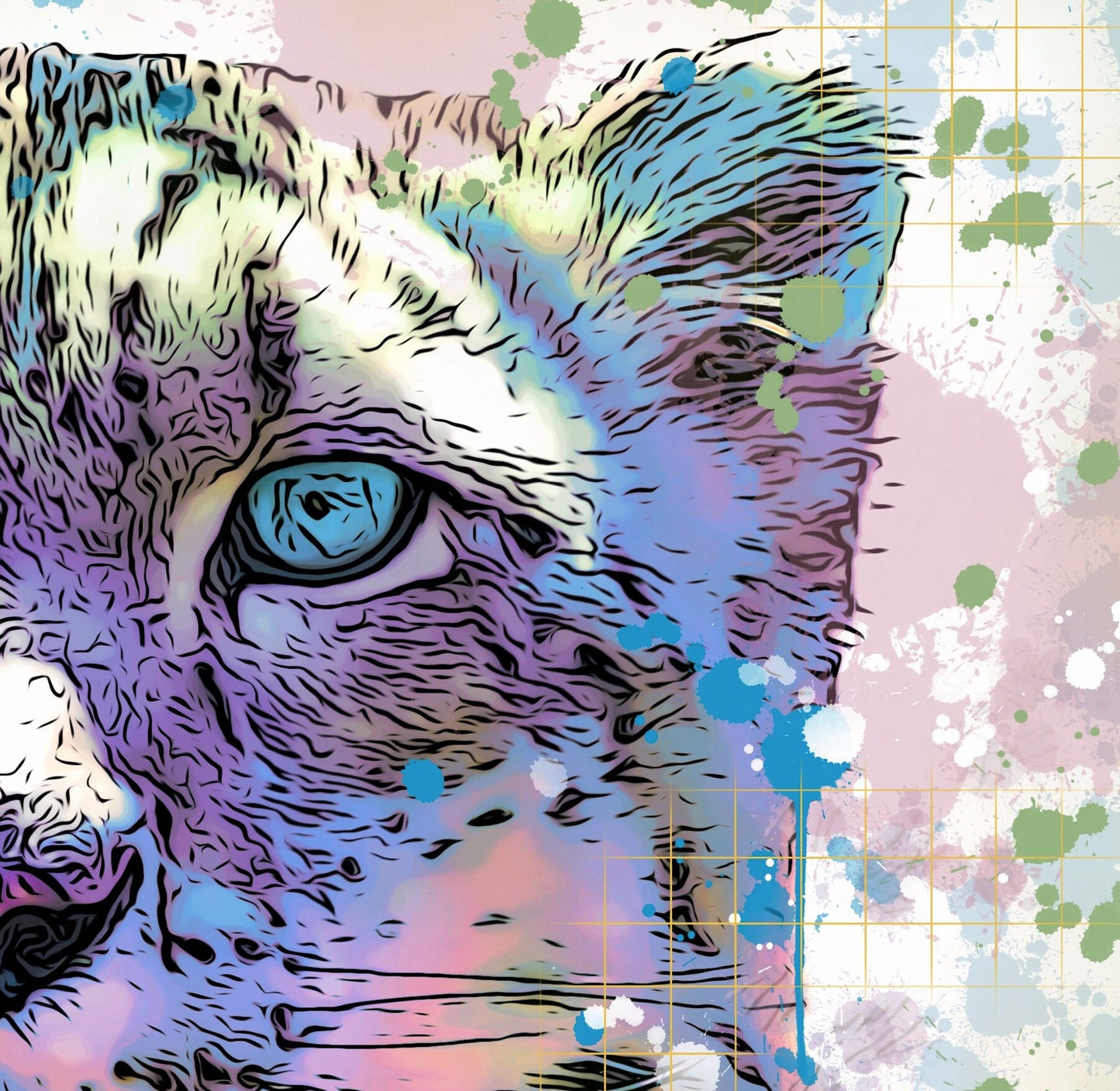 Snow Leopard Art - Colorful Big Cat Print on CANVAS or PAPER by Krystle Cole *Each Print Hand Signed*