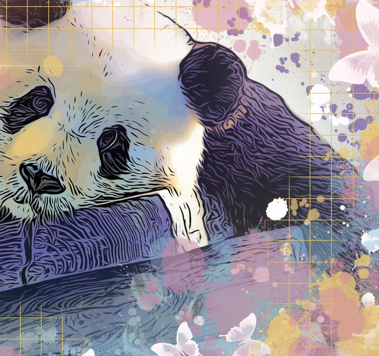 Panda Bear Art - Panda Gifts. Colorful Panda Wall Art on CANVAS or PAPER *Each Print Hand Signed*