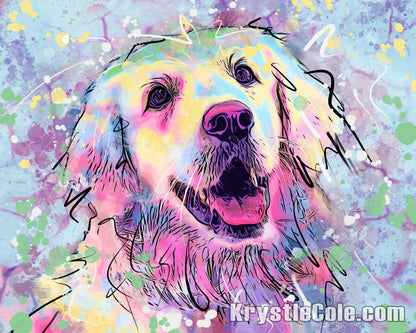 Golden Retriever Art Print - Golden Retreiver Wall Decor. Artwork on CANVAS or PAPER *Each Print Hand Signed*