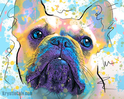 French Bulldog Art Print on CANVAS or PAPER - Frenchie Art. Original Artwork by Krystle Cole *Each Print Hand Signed*