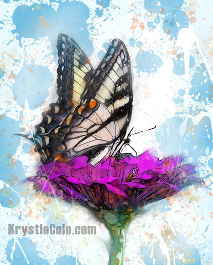 Butterfly on a Flower Print