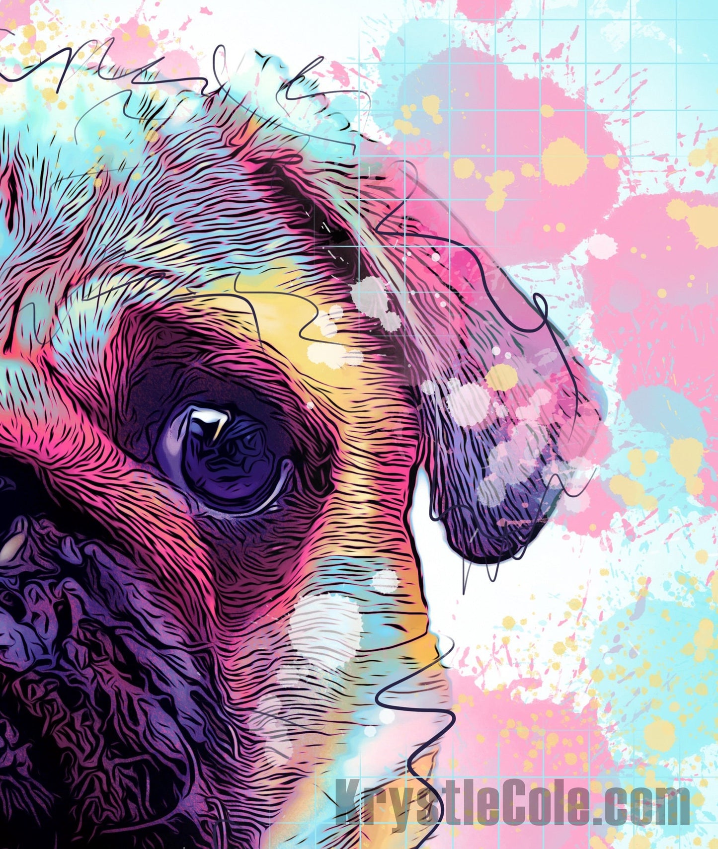 Pug Art on CANVAS or PAPER - Pug Print. Pug Gifts. Pug Wall Decor. Original Artwork by Krystle Cole *Each Print Hand Signed*