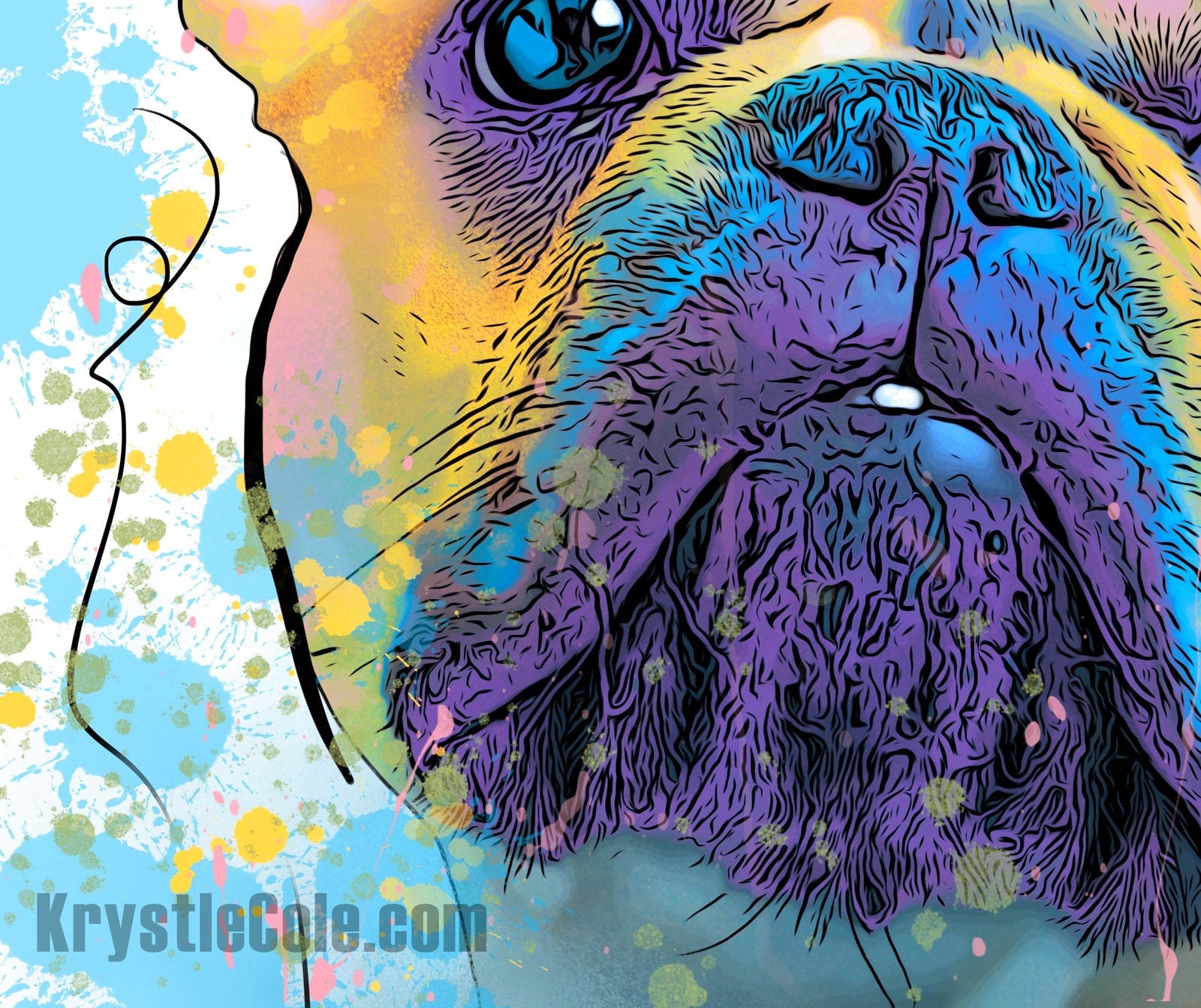 French Bulldog Art Print on CANVAS or PAPER - Frenchie Art. Original Artwork by Krystle Cole *Each Print Hand Signed*