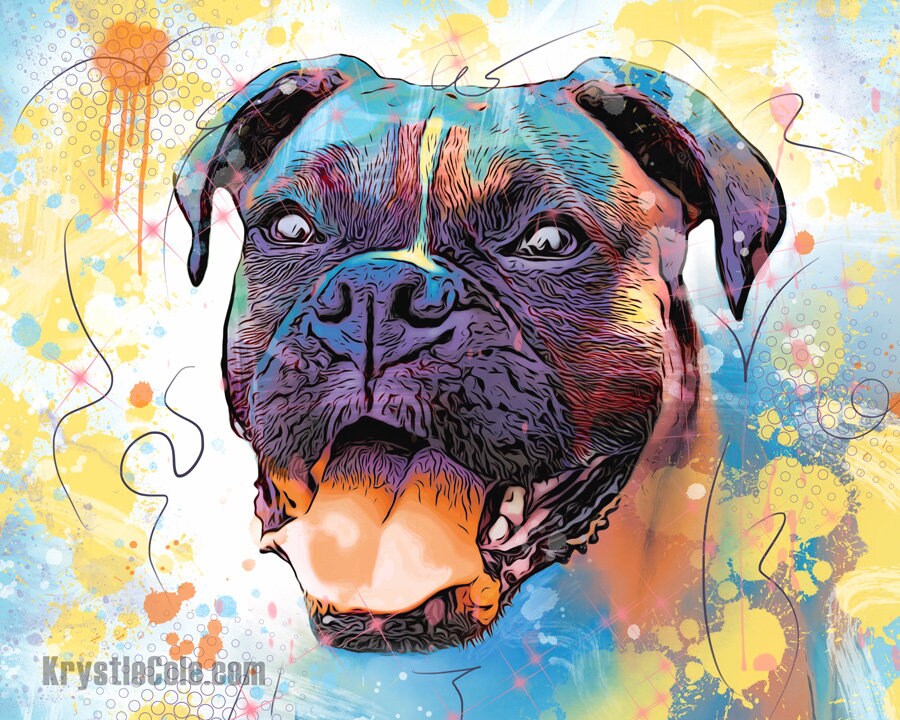 Abstract Boxer Dog Print