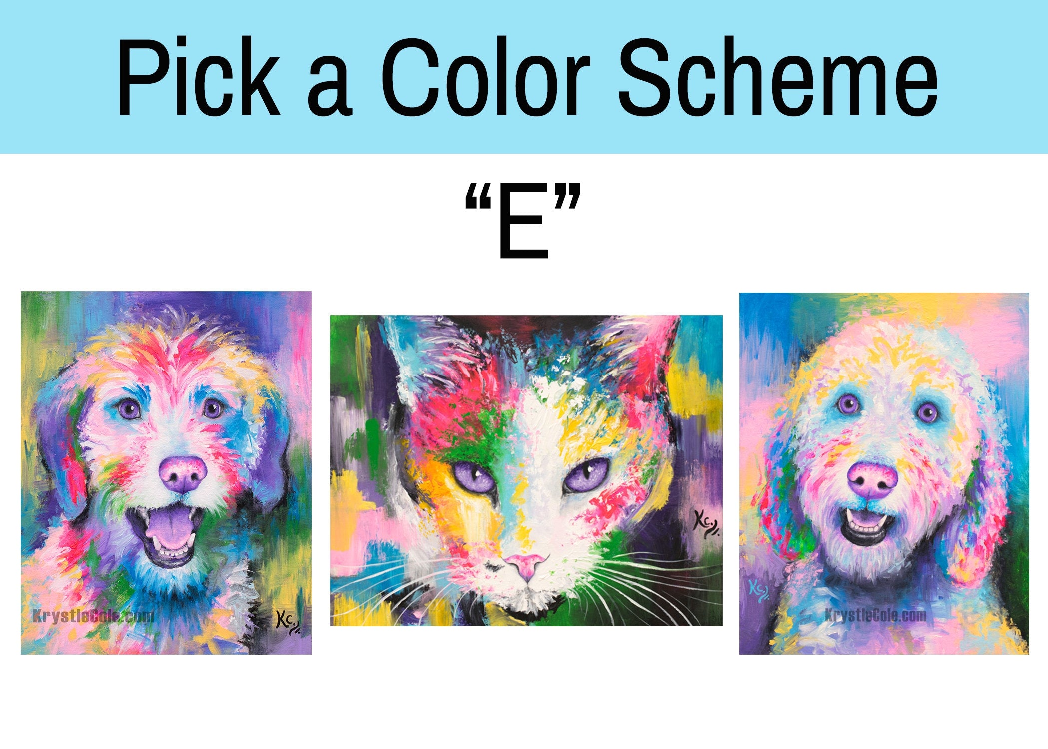 Custom Colorful Pet Portrait Acrylic Painting on Canvas, Portrait from 2024 Photo